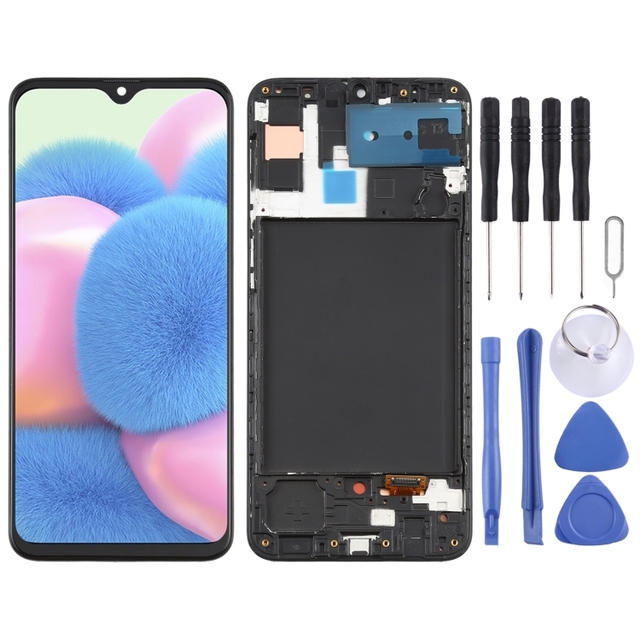 Original Super AMOLED LCD Screen for Samsung Galaxy A30s Digitizer Full Assembly With Frame LCD Flex Cable