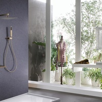 Mitigeur de douche mural en laiton brossé doré à poignée unique avec eau chaude/froide pour usage hôtelier