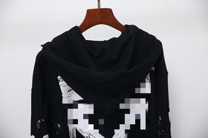 OFF Sweat à capuche pour homme, coupe ample, avec poche, en tissu de qualité supérieure, motif flèche 3D, blanc, nouveau modèle basique, vente en gros - Product Image 4