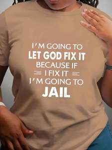 Ropa de Mujer Personalizada y Elegante de Tallas Grandes, Anti-Pilling, Estampada, para Deportes y Ocio - I'M GOING to LET GOD FIX IT - Product Image 5