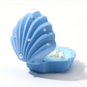 Blue Velvet <b>Earring</b> <b>Box</b> Pearl Shell Shaped <b>Gift</b> <b>Box</b> for Jewelry Pendant Pearl Rings - Product Image 5