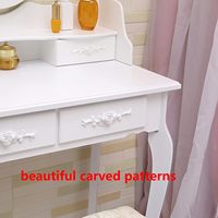 Table de toilette antique en bois avec miroir, vente en gros d'usine, table de maquillage pour chambre à coucher