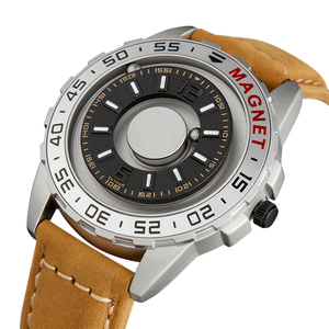 EUTOUR E026 Orologio da Polso al Quarzo con Movimento Magnetico, Cinturino in Pelle e Tela, Design Innovativo con Sfera Magnetica in Lega Rotonda - Product Image 6