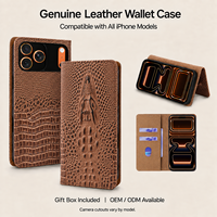 Étui portefeuille en cuir véritable 3D tête de crocodile pour iPhone 18 17 16 15 14 Pro Max avec protection RFID et porte-cartes magnétique