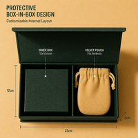 Boîte de présentation magnétique haut de gamme pour bijoux, directement de l'usine, délai d'échantillonnage de 15 jours, tailles, couleurs et styles entièrement personnalisables