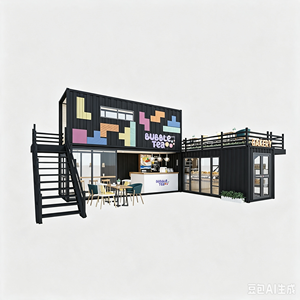 Tienda de Contenedores Marítimos Modificados BROADWAY, Diseño Moderno, Tienda de Té de Burbujas y Panadería, 7550*4950*4700MM, Forma Rectangular - Product Image 3
