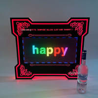 Tablero de letras con logotipo personalizado de acrílico al por mayor, servicio VIP, mensaje de texto desplazable, señal de botella LED brillante, presentador para club nocturno