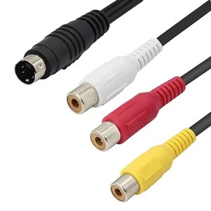 30cm 150cm Mini DIN 4 pines S-Video macho a 3 RCA macho hembra AV Audio Video adaptador Cable DVD PC <span class=keywords><strong>TV</strong></span> - Product Image 4