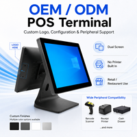 Terminal de point de vente à double écran de 15,6 pouces avec écran tactile intégré, pour restaurant, café, commerce de détail, comptoir, compatible Windows/Android
