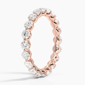 Anillo de Eternidad Ondulado de Plata con Circonitas para Mujer, Banda Curva Brillante para Boda, Aniversario, Compromiso, Fiesta, Cita Nocturna - Product Image 2