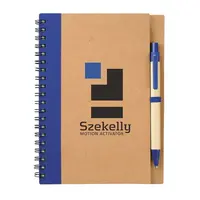Su misura Personalizzati Logo Regalo Eco-Friendly A Spirale Notebook Riciclata con Penna Set kraft di carta cerchio notebook