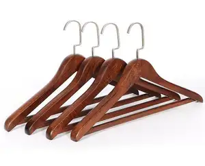 Luxury Natural Solid Wood Clothes Hanger Store Display Fixture with Cleaning Use Hook Type Function