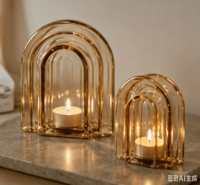 Support de Bougie Minimaliste en Cristal Couleur Unie, Écologique, Fait Main, Créatif, Ornement de Bureau, Décoration de Noël et de Fêtes pour la Maison