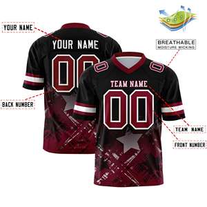 Maillot de football américain personnalisé noir Cardinal avec dégradé d'étoiles - Product Image 2