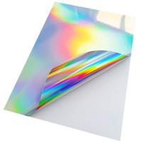 Papel Adhesivo Holográfico Arcoíris de Vinilo Impermeable Imprimible en Blanco de Primera Calidad, Papel Adhesivo Permanente Personalizado para Impresora de Inyección de Tinta A4