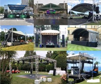 Equipo de Escenario, Estructura de Techo Portátil para Interiores y Exteriores, Color Negro y Rojo, para Eventos, Conciertos, Soporte para Altavoces Line Array, Soporte para Luces
