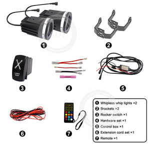 Feux LED RGBW sans fil Whipless Whip Lights Spot Beam avec antenne, interrupteur et télécommande, feux Alien pour Polaris Can-Am Maverick X3 SXS Truck - Product Image 4