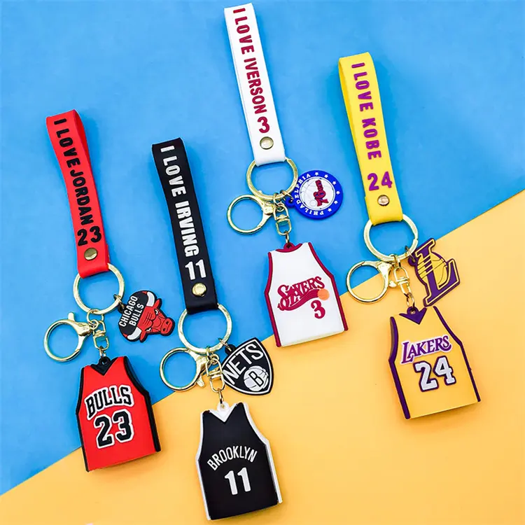 Vente chaude personnalisé basket-ball voiture porte-clés pendentif basket-ball maillot numéro 23 24 34 porte-clés