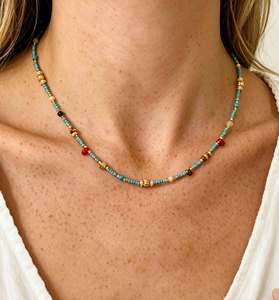 <span class=keywords><strong>Collana</strong></span> girocollo personalizzata con perline di pietra naturale stile Boho, ciondolo in oro 18K, gioielli leggeri con gemme a strati per boutique, MOQ basso - Product Image 5