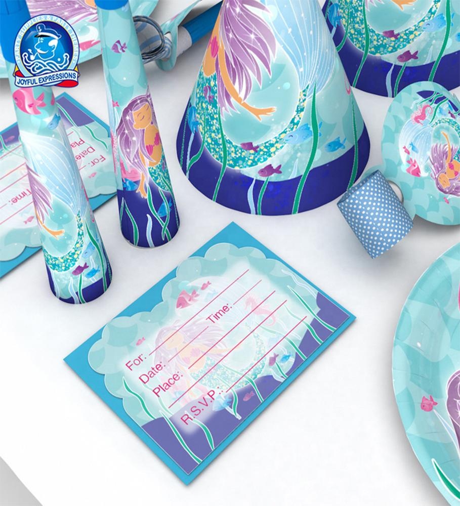 Высококачественные тарелки на день рождения в стиле русалки, набор одноразовых деликатных столовых приборов