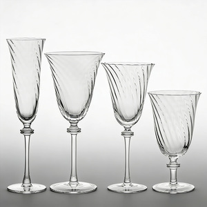 Verres à vin vintage en vrac, gobelets à texture spirale, verres à vin rouge, verres à vin et à champagne, verrerie à pied pour les fêtes - Product Image 2
