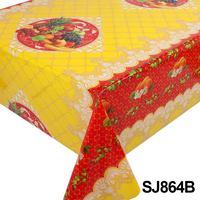 Nappe de table en PVC rouge festif avec imprimé fruits et dentelle, imperméable, anti-taches, lavable, en vinyle, pour la maison