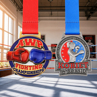 Médaille de sport de boxe en alliage de zinc, émail en relief 3D, polie, prix de championnat de boxe féminine, récompense d'honneur, souvenir, directement de l'usine