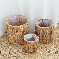 Lot de 3 housses de pot en jacinthe d'eau tressées à la main, imperméables, style rustique pour jardin et fleurs