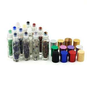 Pequeño frasco roll-on de lujo de 5ml 10ml de vidrio transparente rosa con bola de <span class=keywords><strong>piedras</strong></span> preciosas para perfume y aceites esenciales de 10ml - Product Image 5