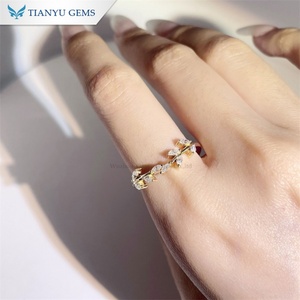 Tianyu feuille d'olivier or massif 10K 14K 18K PT950 mariage Marquise coupe Moissanite diamant fiançailles bague d'éternité féminine - Product Image 6