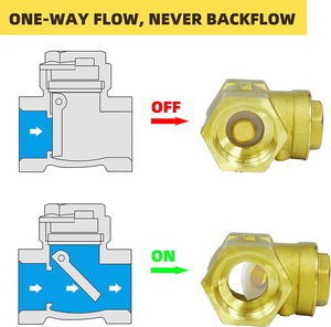 TMOK 1/2" 3/4" Brass Bottom Foot Non Return Valve Spring Swing 1 Way Check Valve