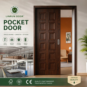 Apartment Use Pocket Interior <strong>Door</strong> <strong>Recessed</strong> Handle Hidden Track <strong>Sliding</strong> <strong>Door</strong> Custom Wooden Pocket <strong>Door</strong> for Bedroom <strong>Bathroom</strong> - Product Image 1