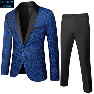 4xl Mannelijk Pak Custom Logo 3 Stuks Homme Blazer Zwarte <span class=keywords><strong>Prom</strong></span> Jacquard Pakken Luxe Voor Mannen Bruiloft Plus Size - Product Image 1