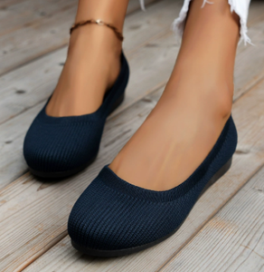 Zapatos planos de nuevo estilo para <span class=keywords><strong>mujer</strong></span>, zapatillas cómodas informales con tejido de mosca, cierre deslizante de <span class=keywords><strong>Color</strong></span> sólido transpirable para primavera y verano - Product Image 3