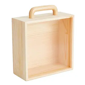 صندوق خشبي منظم مجوهرات خشبي مع غطاء شفاف