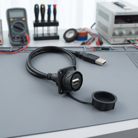 Connecteur industriel à montage sur panneau LSHITECH M21 IP67 étanche USB 2.0 avec câble d'extension de 0,3 m