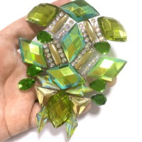 Nouveau style 2027 – Patchs thermocollants en strass en forme de fleur, vert, pour costumes de carnaval Saint-Martin, fabrication de chapeaux en résine