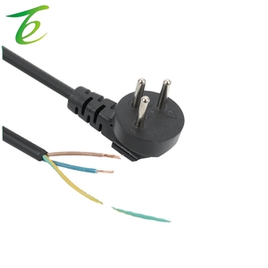 3코어 이스라엘 플러그 전원 코드 90도 엘보우 원형 플러그 전원 코드 3구 이스라엘 순수 구리 베어 테일 와이어 - Product Image 2