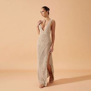 Venta al por mayor Weird Puss Crochet Sheer mujeres <span class=keywords><strong>vestido</strong></span> cuello en V espalda descubierta vendaje elástico vaina bata verano vacaciones citas Bodycon - Product Image 3