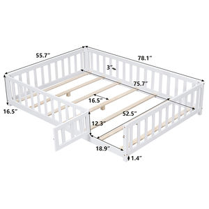 Letto a terra moderno in legno massello <span class=keywords><strong>Montessori</strong></span> per bambini con protezione anticaduta, telaio a doghe, culla singola per neonati da 0-3 anni - Product Image 5