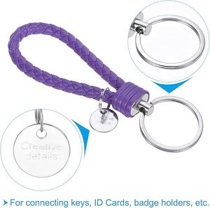 Llavero de Cuero Trenzado Hecho a Mano con Anillas de Aleación, Colgante de Coche de Diseño, Correa Tejida, Accesorios de Moda para Hombres, Mujeres y Niños - Product Image 3