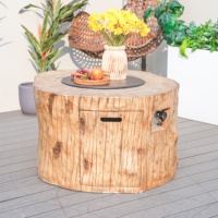 Table de foyer extérieur au propane en composite Terrafab marron/gris avec couvercle, 45000-49999 BTU, pour jardin et cour arrière