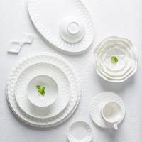 Service de vaisselle en porcelaine fine PITO, style chinois classique, assiettes ovales, passe au lave-vaisselle.