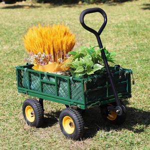 Heavy Duty 4 Roues En Acier Cour Maille Chariot Wagon Utilitaire Extérieur Chariot En Métal Outil Chariot De Jardin Avec Côtés Amovibles - Product Image 2