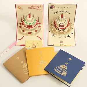 Üreticileri wholes doğum günü kartı tebrik kartı renk üç boyutlu mutlu doğum günü 3D personel tebrik kartı