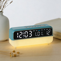 Nouvelle lampe d'ambiance LED multifonction, réveil de chevet, affichage du calendrier, décoration de la maison, horloge de table, 2818, plastique numérique