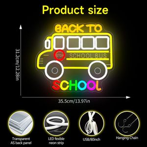 Letreros de regreso a clases, luces LED de neón regulables, alimentadas por USB, luz ambiental para escaparates, luz decorativa para escaparates, luz indicadora de calle, personalizadas - Product Image 4