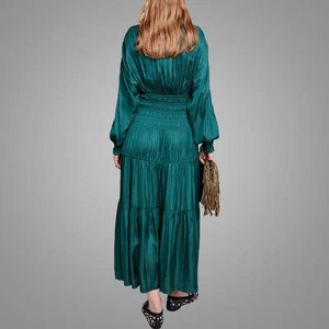 Nuovo Design masterovel Maxi abito elastico in vita con colletto in pizzo abiti casual bellissimi abiti a maniche lunghe <span class=keywords><strong>Online</strong></span> - Product Image 3