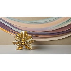 Lotus Shaped <b>Brass</b> <b>Candlestick</b> Holder Handicraft Metal Pillar Holder for Home & Wedding Decor Golden 4 X 1.6" - Product Image 6