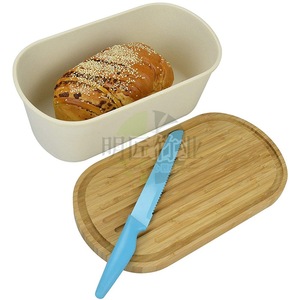 Boîte à pain en bambou avec planche à découper et trancheuse pour le stockage du pain, conteneur alimentaire à 1 niveau - Product Image 1
